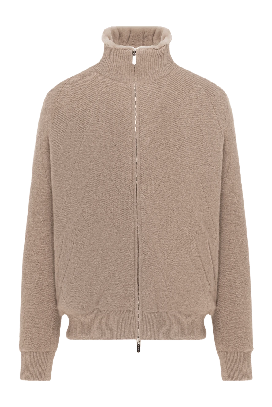 Svevo beige men's cashmere jacket with fur 185601 - photo 1