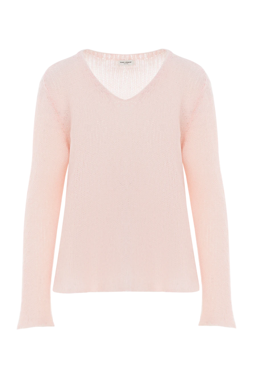 Saint Laurent джемпер розовый женский с v-образным вырезом 186274 - фото 1