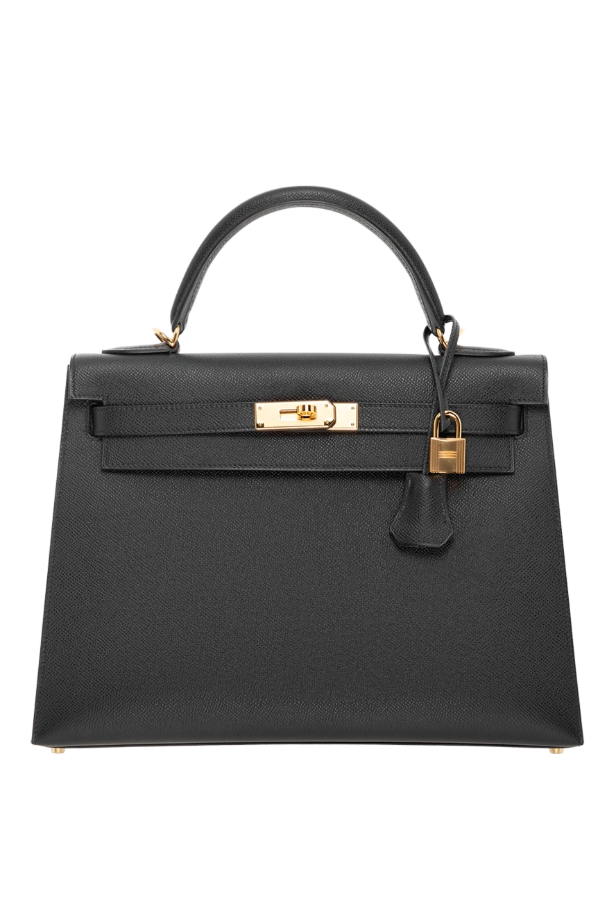 Hermes сумка kelly 32 із чорної шкіри epsom із золотою фурнітурою 186307 - фото 1