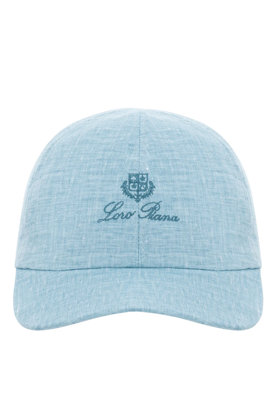 Loro Piana льняна бейсболка чоловіча з блакитним логотипом. 186347 - фото 1