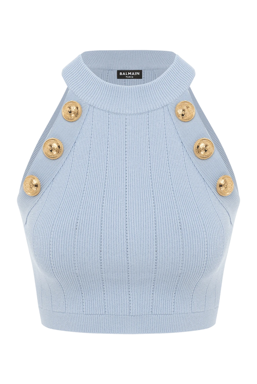 Balmain women's blue top with gold buttons 186458 - photo 1