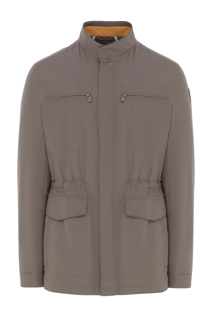 Corneliani чоловіча коричнева куртка з коміром стійкою 186527 - фото 1