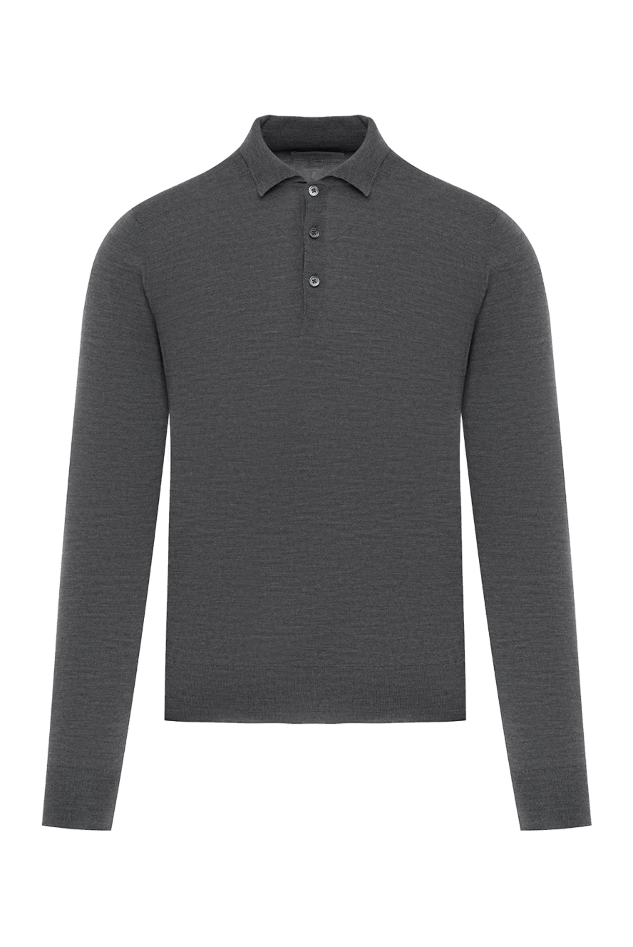Corneliani long sleeve polo with buttons in gray wool 186594 - photo 1