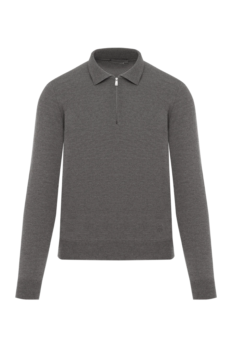 Corneliani merino wool polo with brown zipper 186603 - photo 1