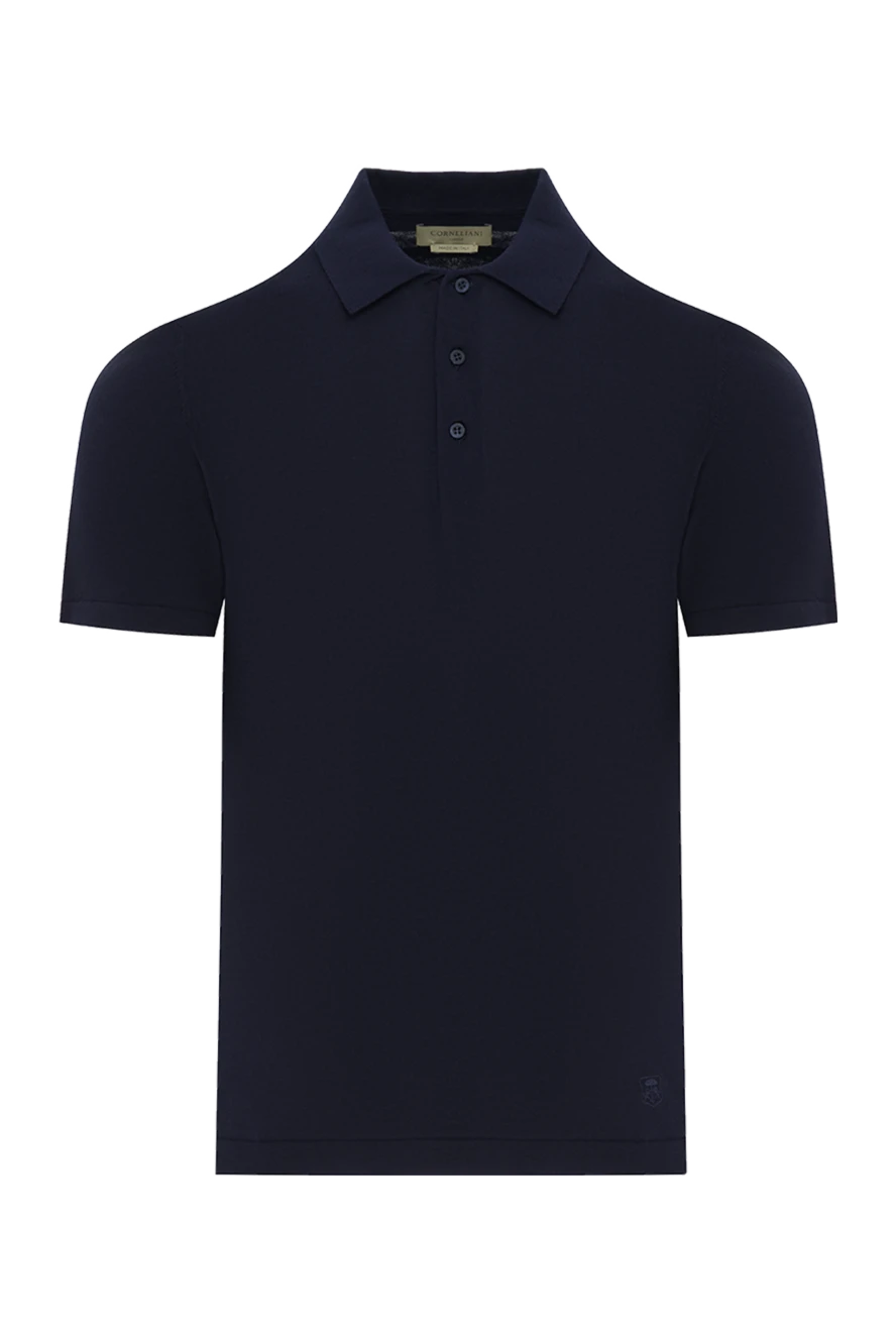 Corneliani classic blue men's cotton polo with buttons 186604 - photo 1