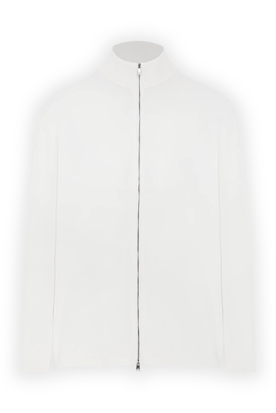 Corneliani men's cardigan with zipper, white, cotton 186610 - photo 1