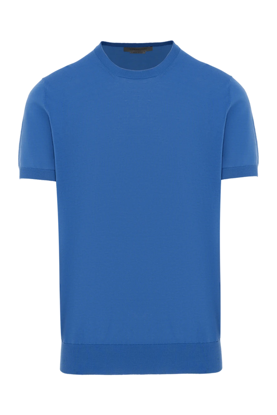 Corneliani men's thin blue short-sleeve cotton jumper 186617 - photo 1