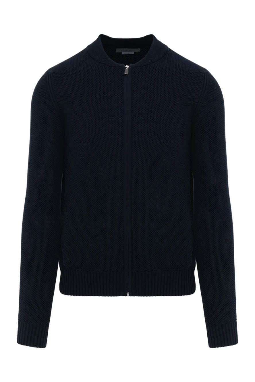 Corneliani men's cardigan with zipper, blue, silk and cotton 186627 - photo 1