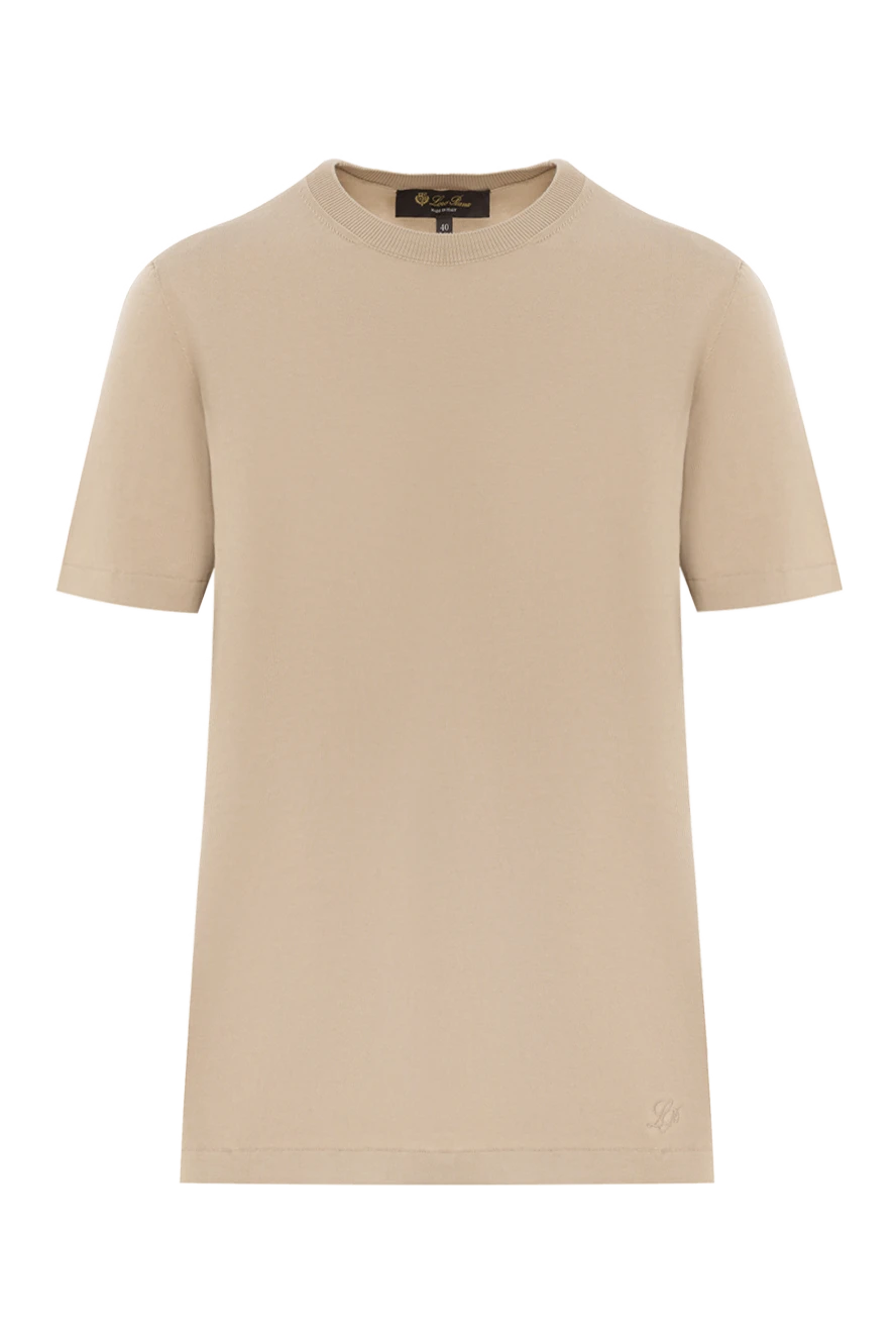 Loro Piana жіноча бежева футболка з бавовни з логотипом 186711 - фото 1