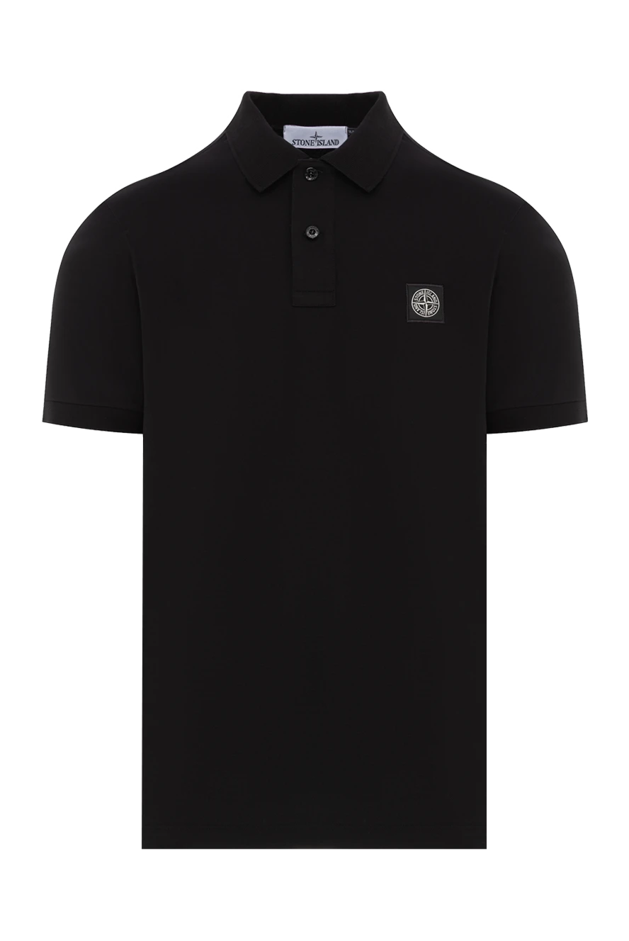 Stone Island черное поло из трикотажного хлопка мужское с логотипом 186850 - фото 1