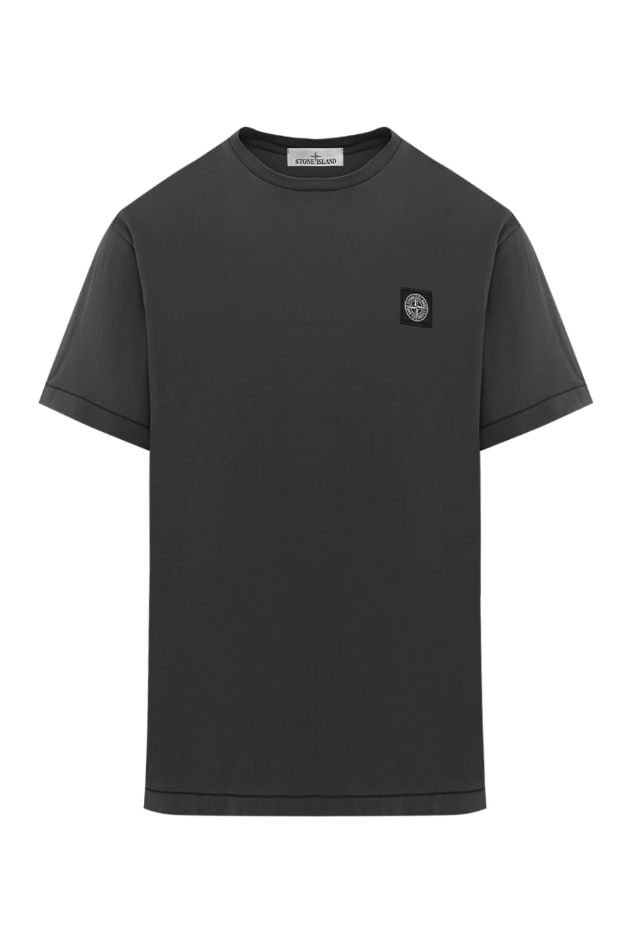 Stone Island темно-серая футболка облегающего кроя с нашивкой-логотипом compass 186863 - фото 1