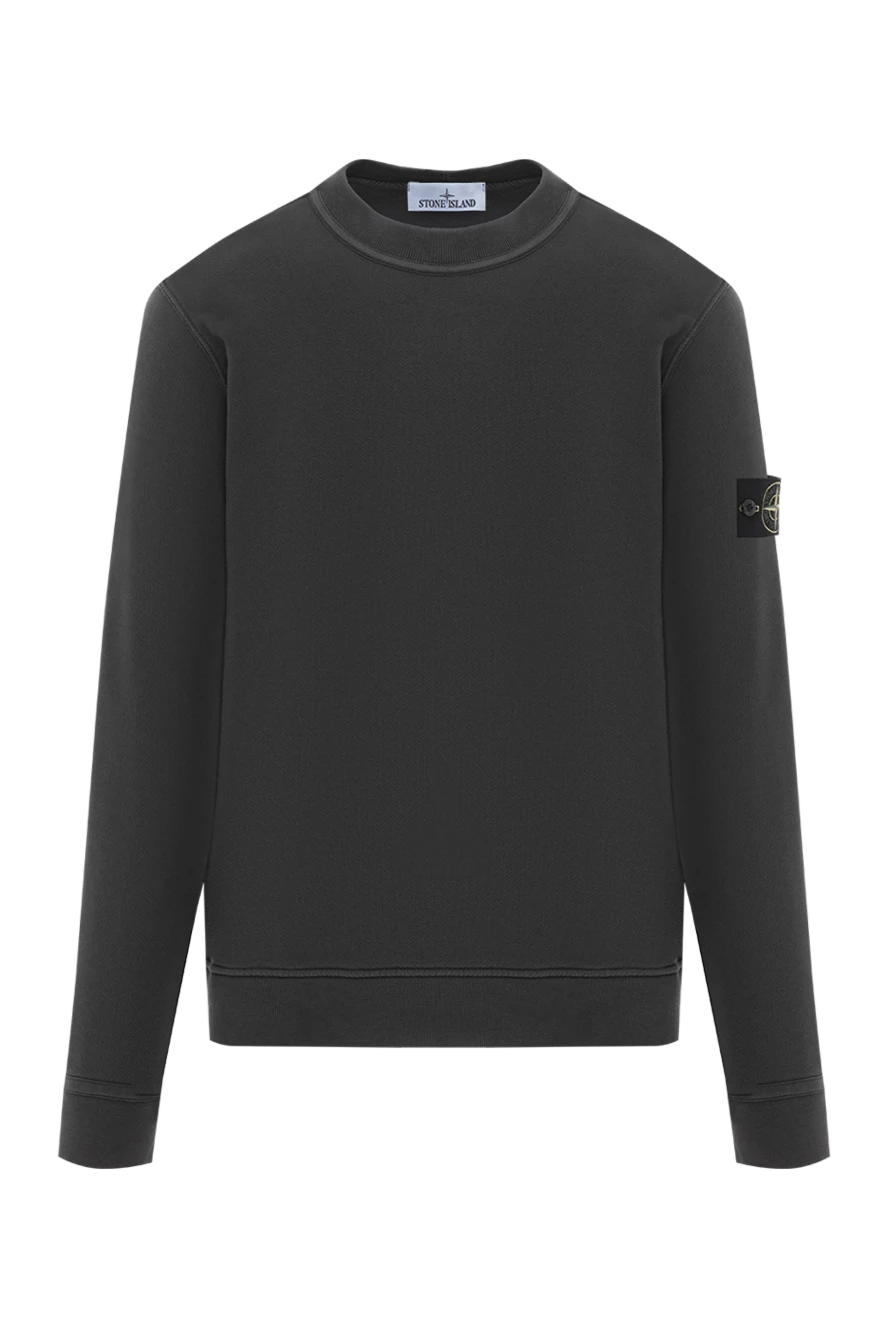 Stone Island свитшот серый мужской из хлопка с нашивкой compass 186867 - фото 1