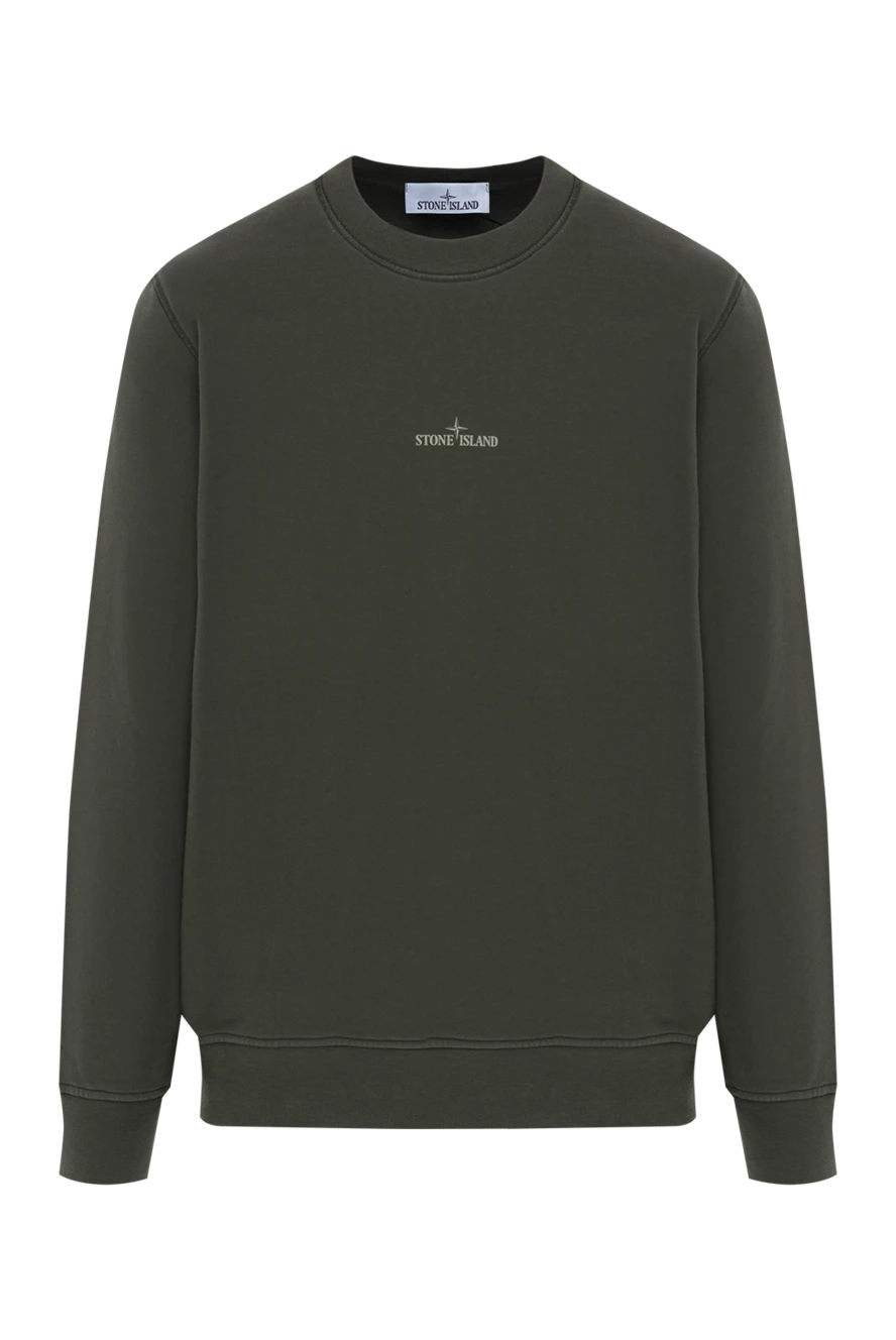 Stone Island толстовка с логотипом из хлопка мужская зеленая 186897 - фото 1