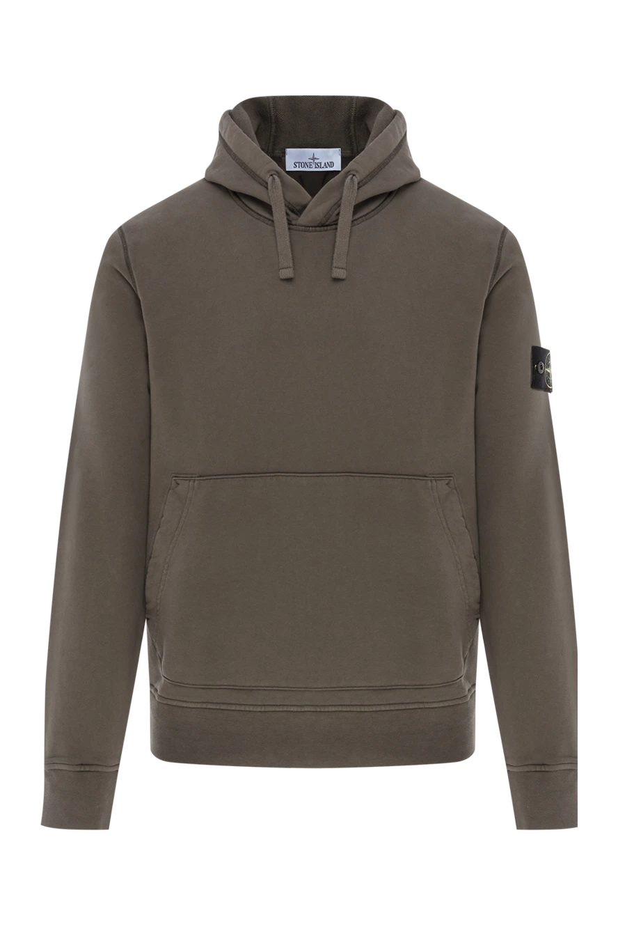 Stone Island худи из органического хлопкового флиса с капюшоном зеленое 186898 - фото 1
