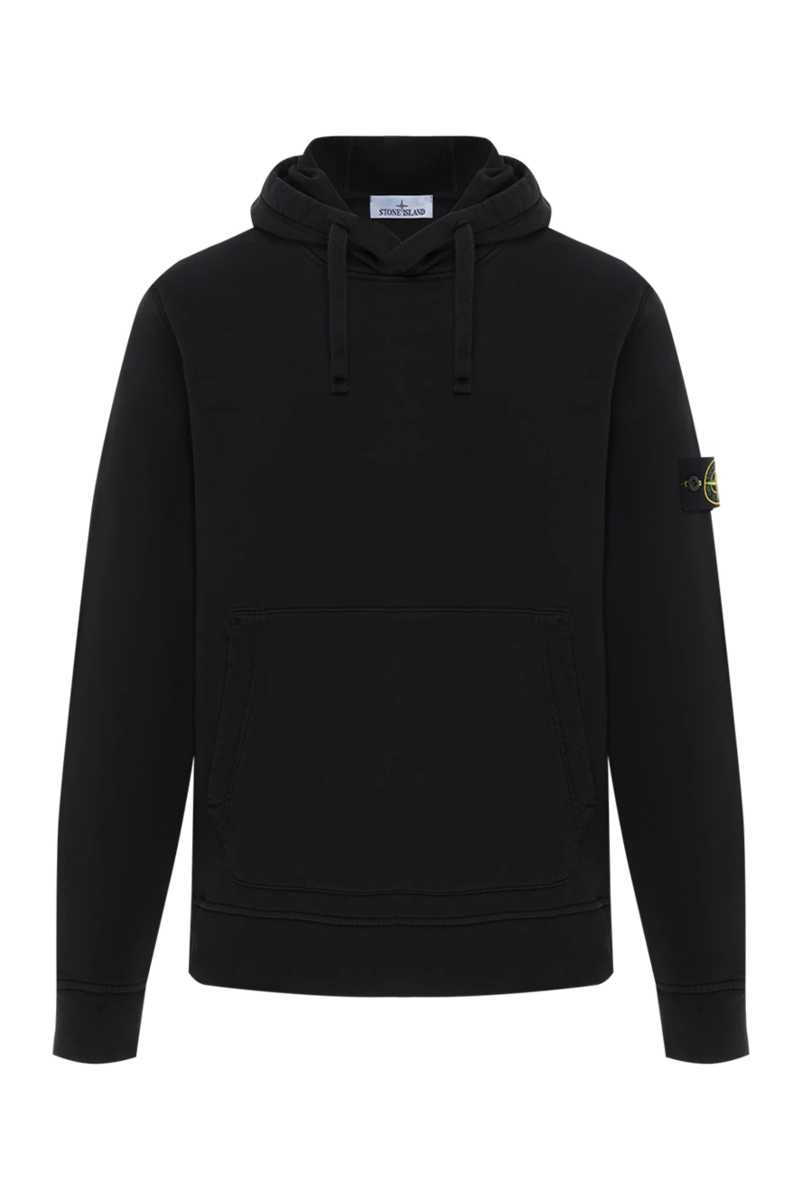 Stone Island худи с капюшоном и нашивкой в ??виде компаса из хлопка черное 186904 - фото 1
