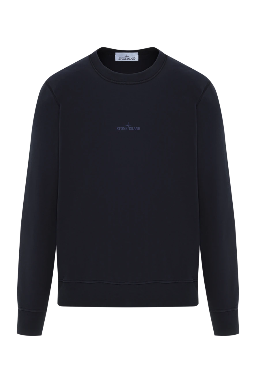 Stone Island свитшот мужской синий из хлопка с круглым вырезом 186908 - фото 1