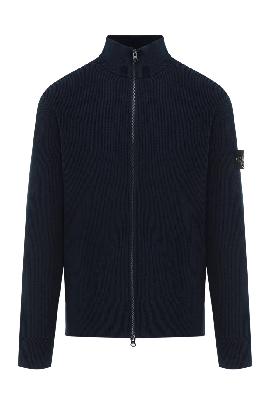 Stone Island мужской кардиган на молнии синий из хлопка 186952 - фото 1