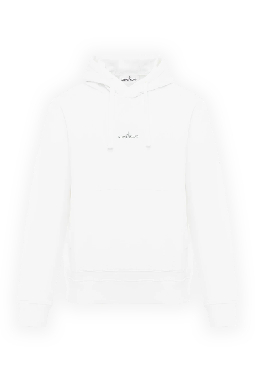 Stone Island белая спортивная кофта мужская с логотипом и капюшоном 186955 - фото 1