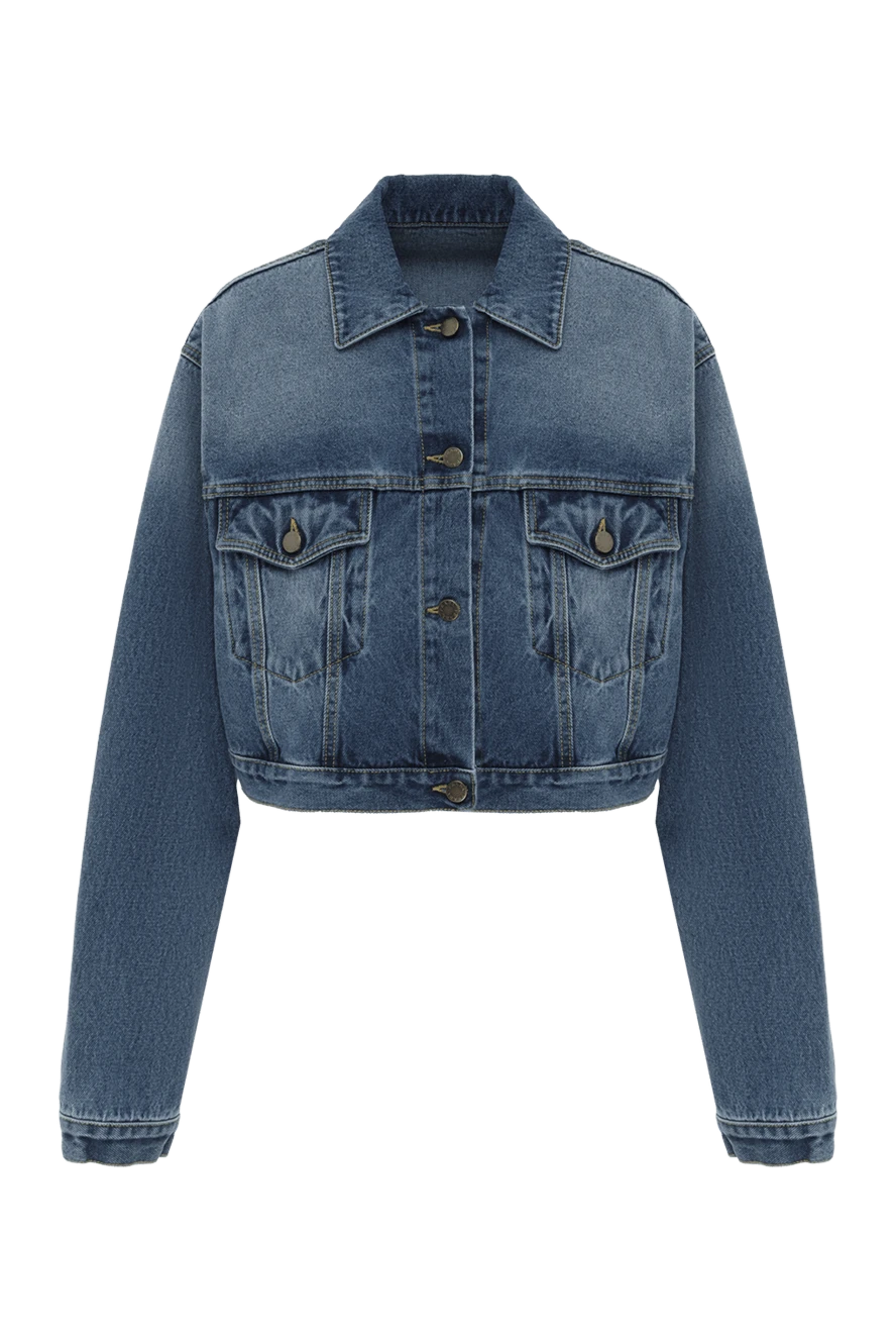 Prada джинсовая куртка с логотипом женская синяя 186982 - фото 1