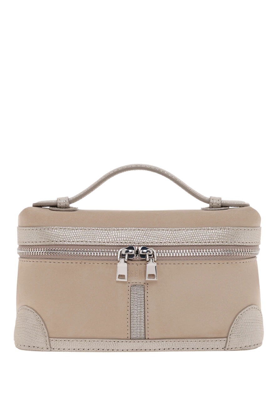 Peserico beige nubuck cross-body bag with chain punto luce 187015 - photo 1