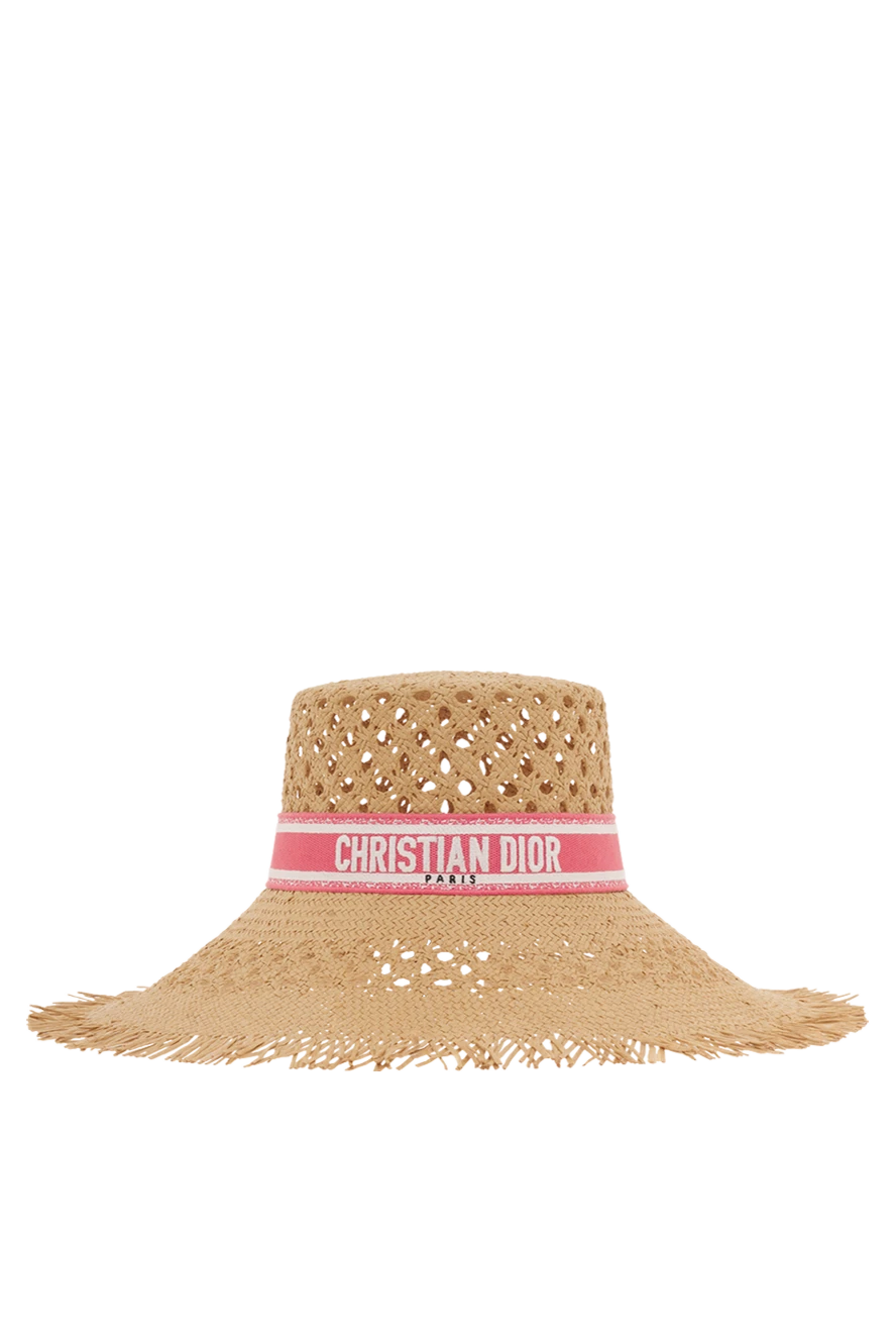 Dior women's yellow straw hat with logo 187066 - photo 1