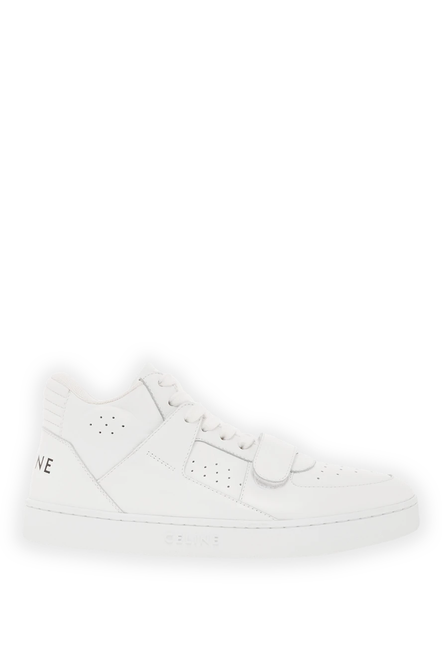 Celine white leather high top sneakers ct-02 with logo 187127 - photo 1