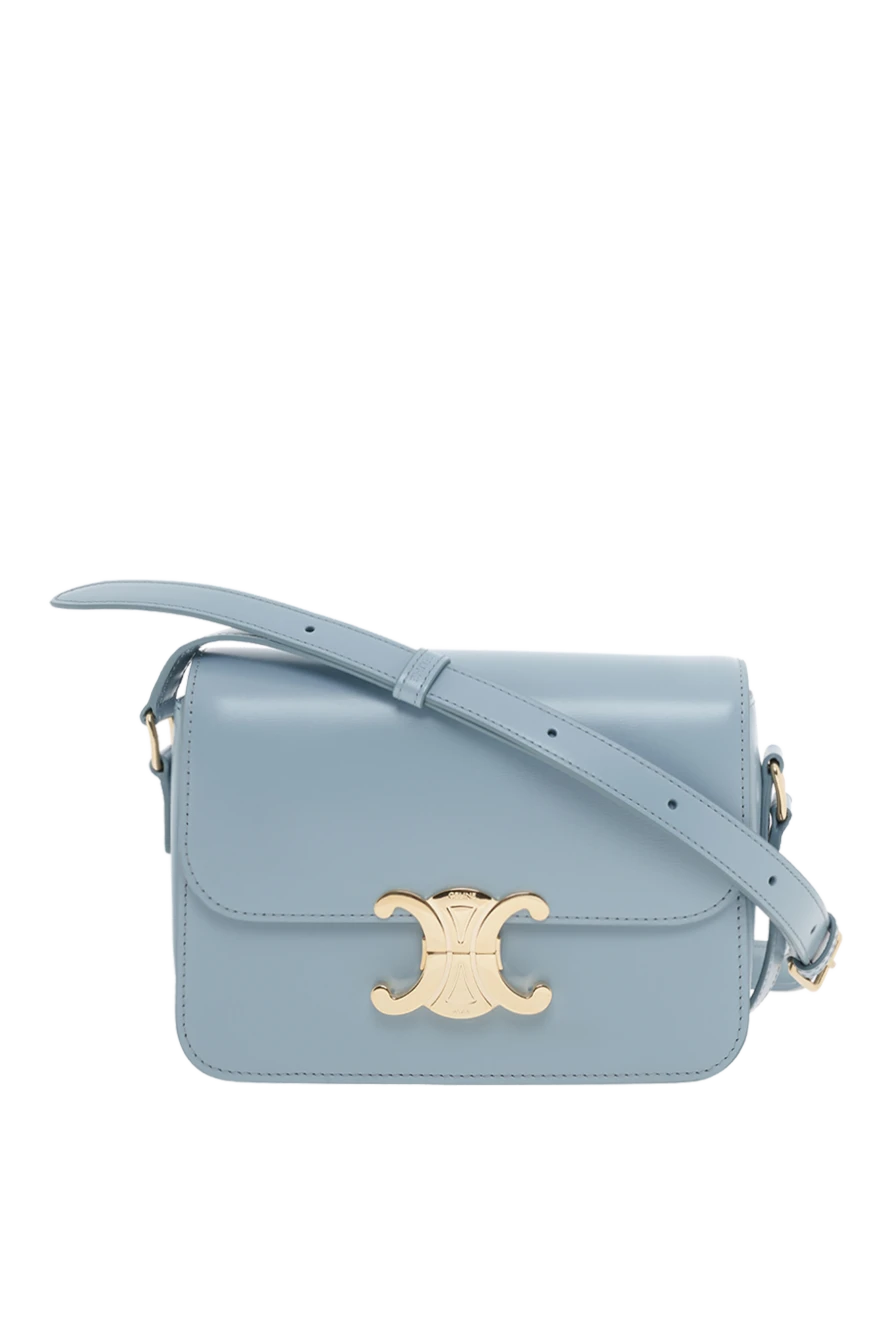 Celine teen triomphe bag in shiny calfskin blue for women 187130 - photo 1
