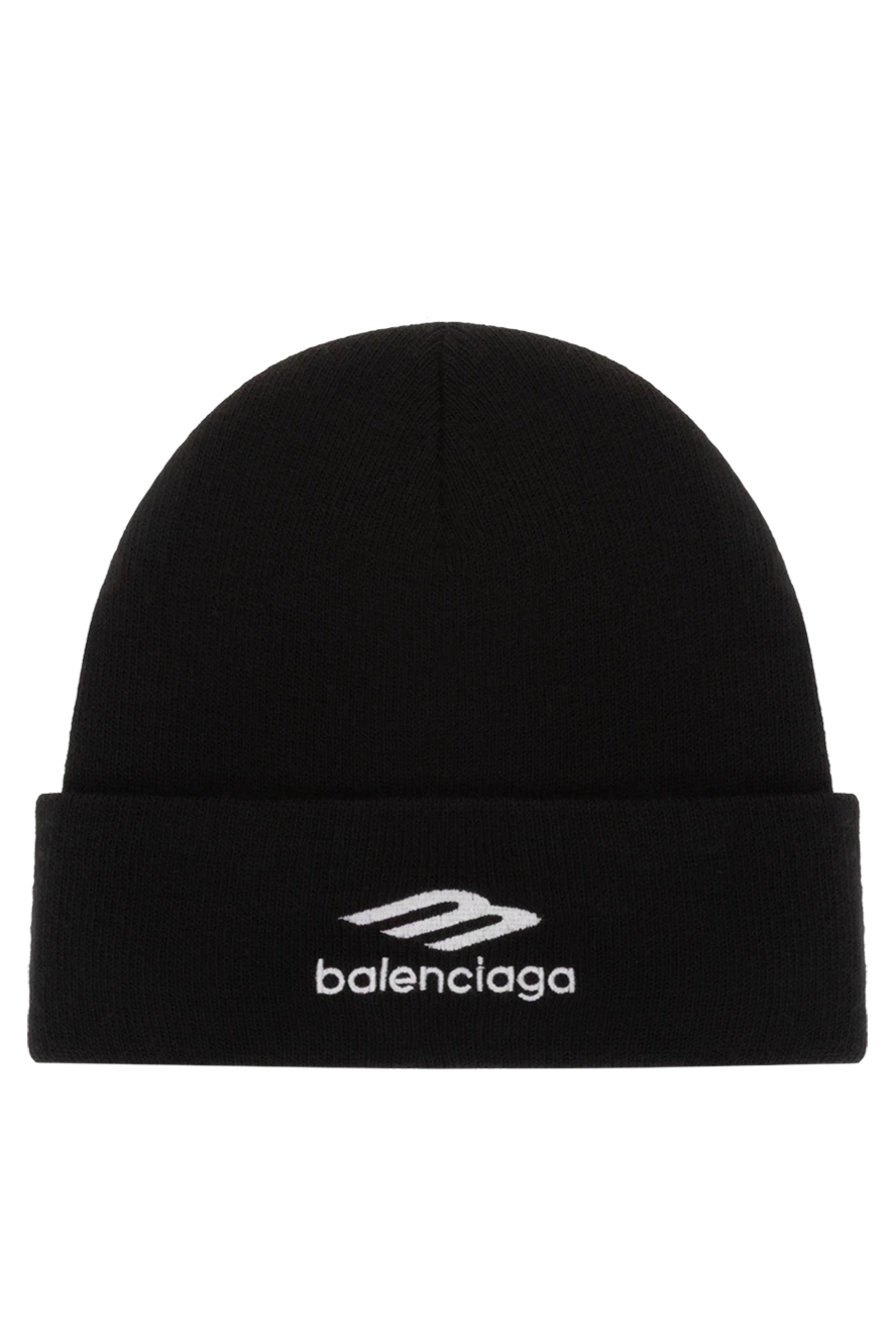 Balenciaga теплая мужская шапка черная с логотипом 187144 - фото 1