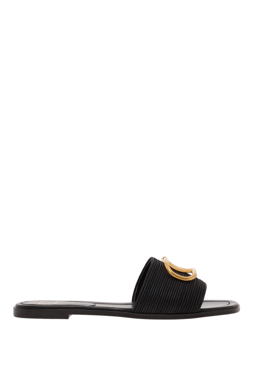 Valentino шкіряні шльопанці vlogo signature чорні 187187 - фото 1