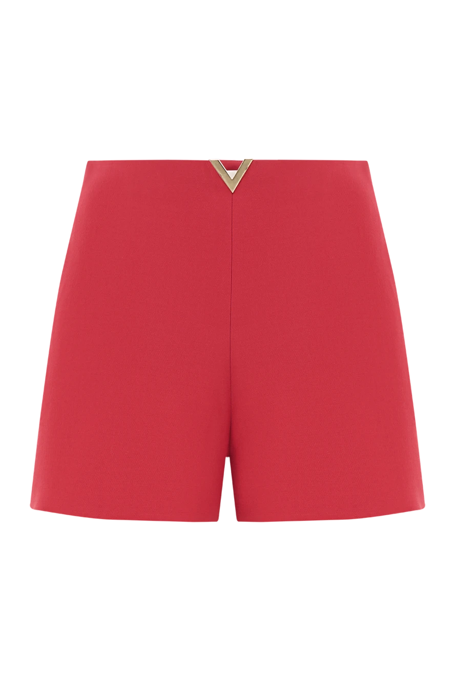 Valentino women's wool and silk shorts with v-gold logo red 187207 - photo 1
