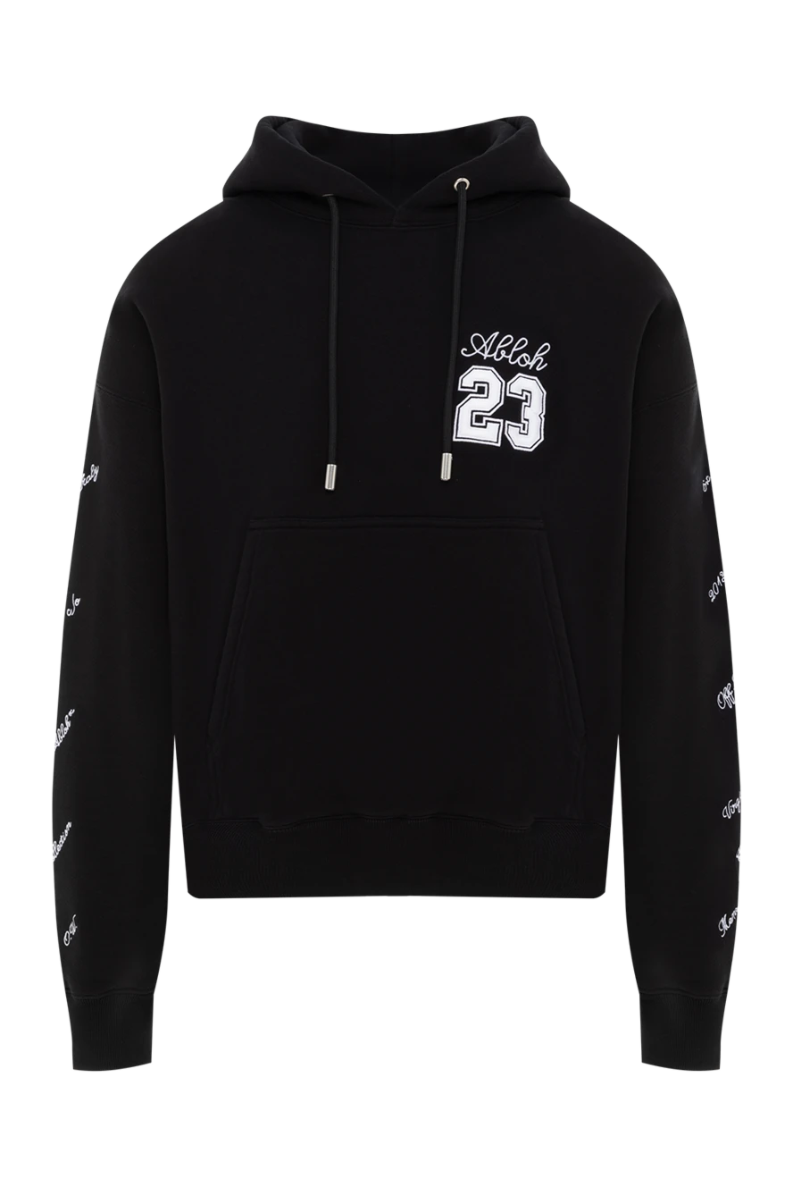 Off-White худи из хлопкового джерси черное мужское с вышивкой 23 187242 - фото 1