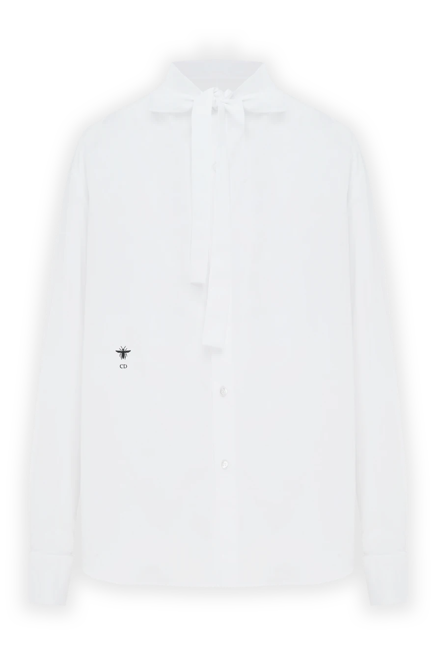 Dior white cotton poplin blouse with a bow on the neck 187325 - photo 1