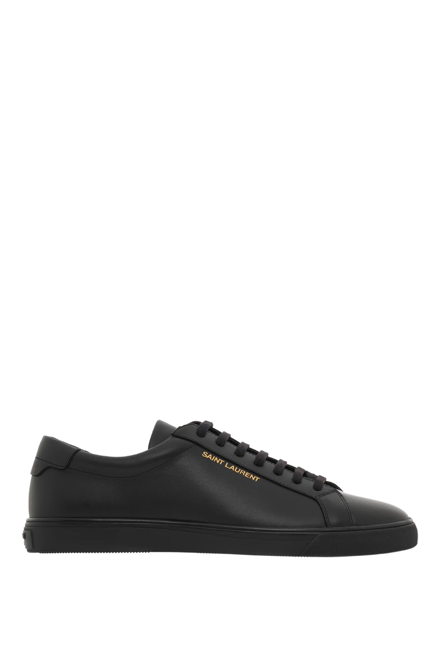 Saint Laurent чоловічі снікери andy чорні шкіряні з логотипом 187357 - фото 1