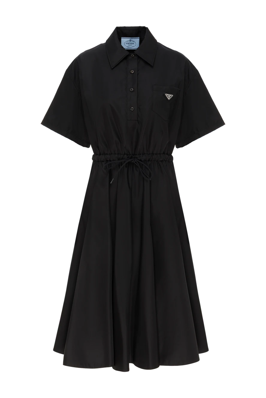 Prada сукня міді із re-nylon чорна з логотипом 187386 - фото 1