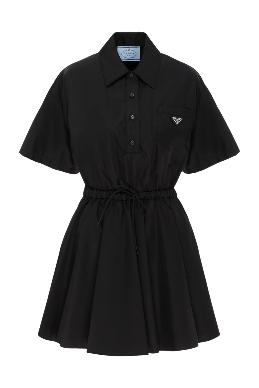 Prada сукня міні з re-nylon чорна з логотипом 187387 - фото 1