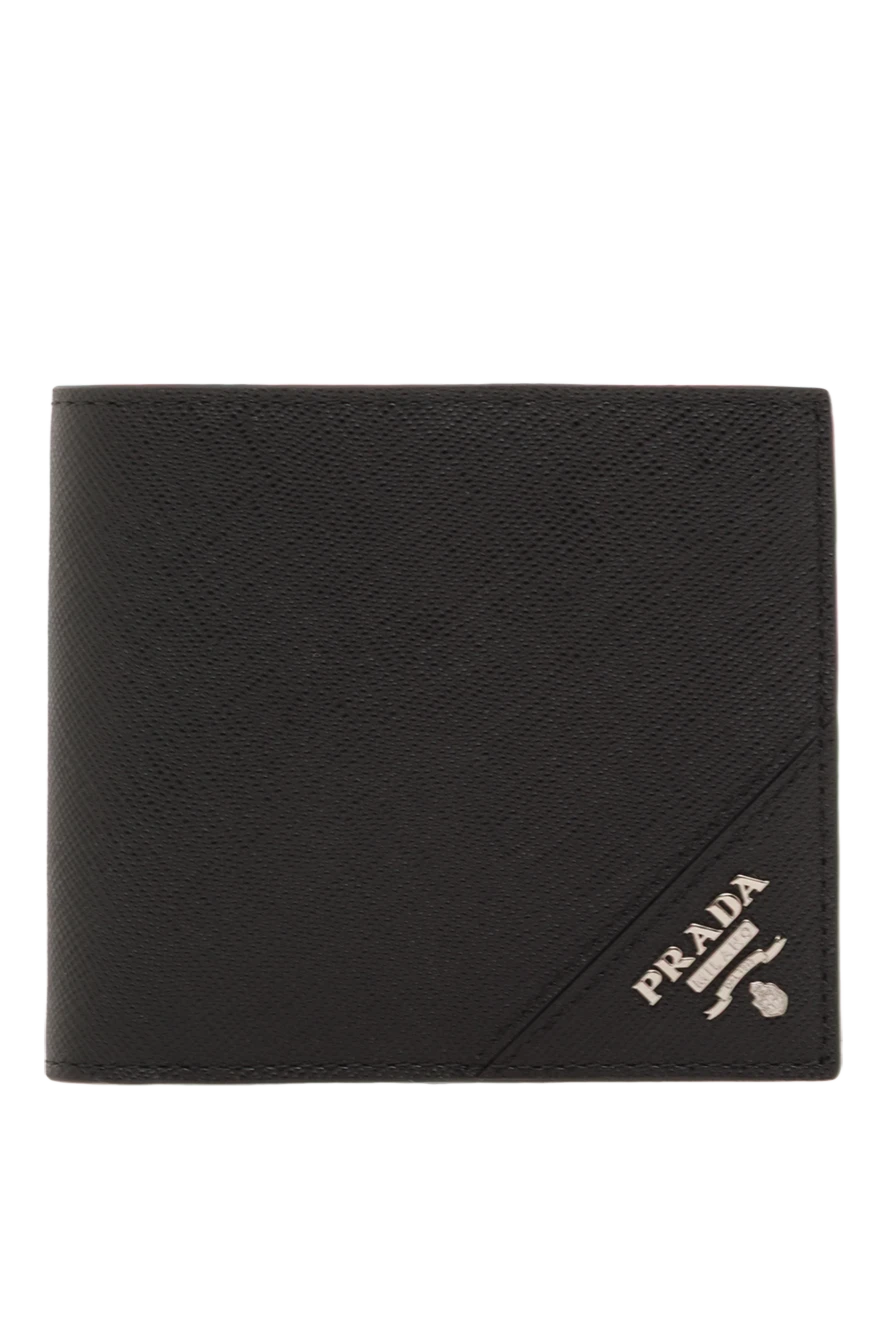 Prada коротки складной кошелек из кожи saffiano черный мужской 187463 - фото 1