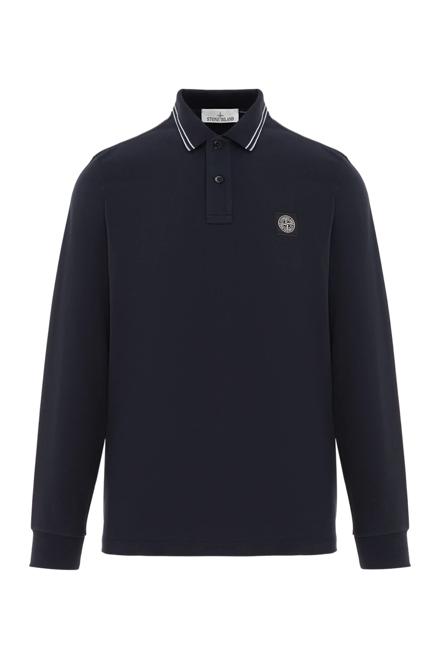 Stone Island поло с длинным рукавом из хлопка с логотипом синее 187547 - фото 1