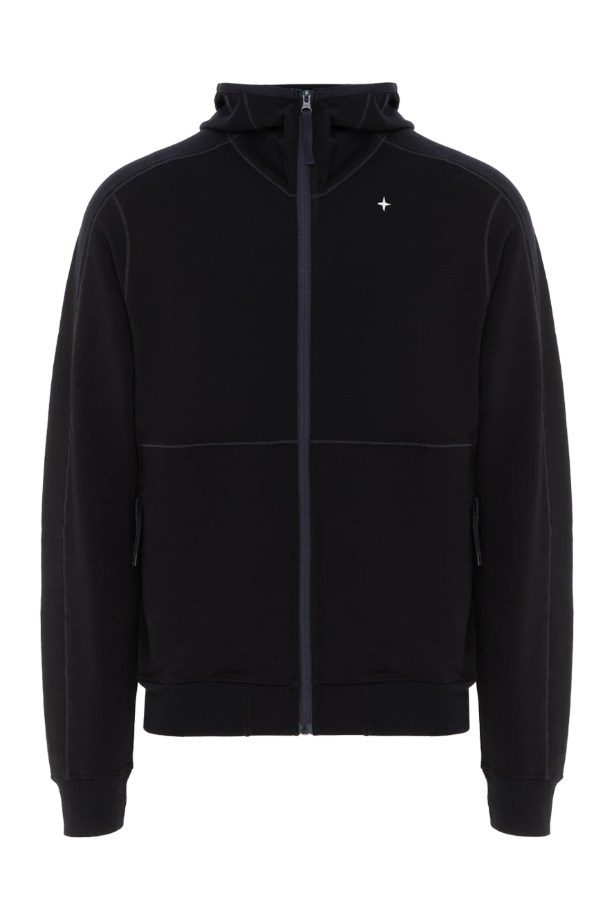 Stone Island спортивная кофта с высоким воротом и капюшоном синий 187561 - фото 1