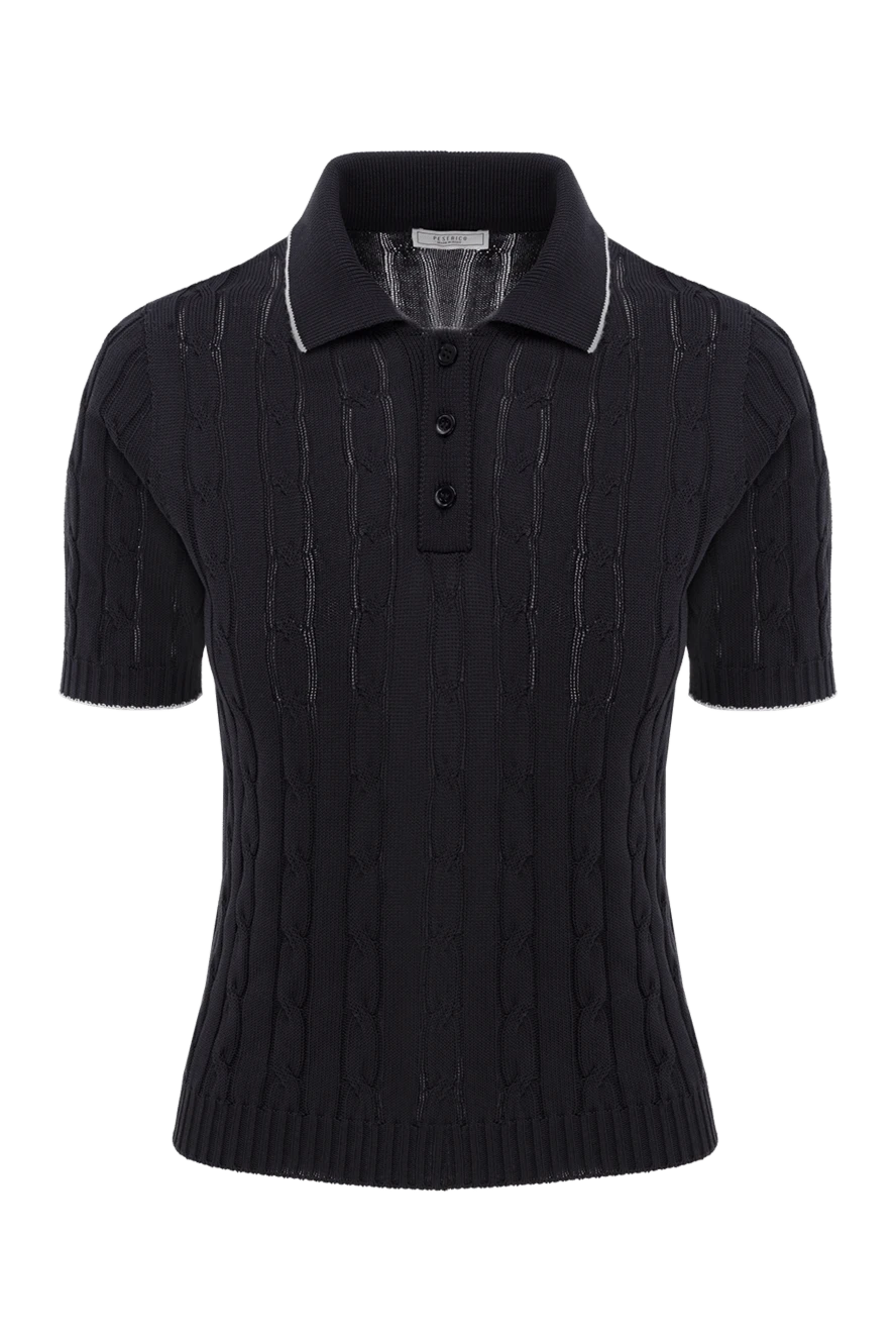 Peserico women's blue cotton crepe polo shirt 187657 - photo 1