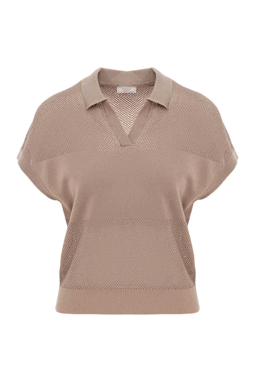 Peserico pure cotton crepe jersey polo shirt, brown 187661 - photo 1