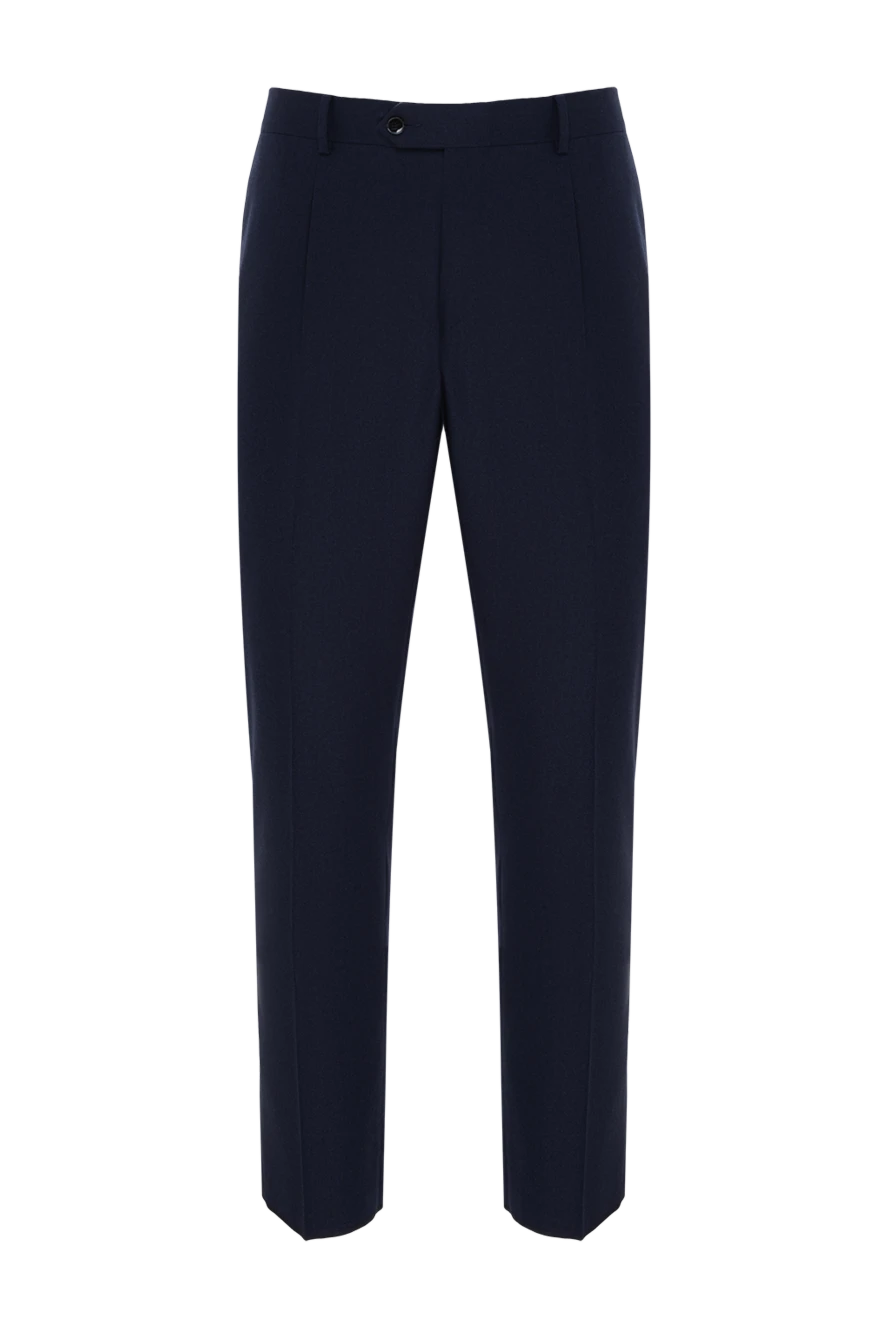 Lubiam men's dark blue wool trousers with pintucks 187702 - photo 1