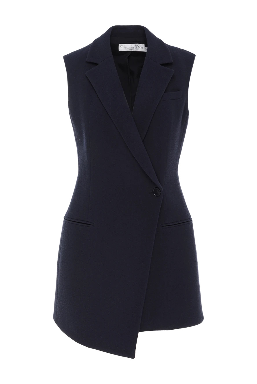 Dior коротка асиметрична сукня з вовни синя 187738 - фото 1
