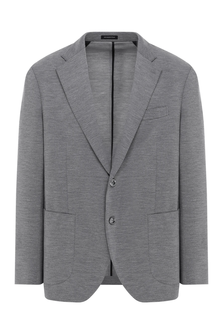 Sartoria Latorre серый мужской пиджак однобортный из шерсти и хлопка 188100 - фото 1