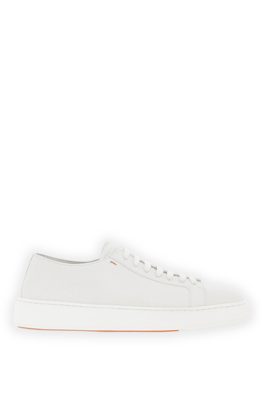Santoni белые мужские кожаные сникеры 188214 - фото 1