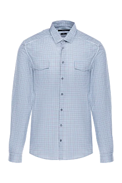 Gucci чоловіча блакитна картата сорочка з бавовни 119157 - фото 1