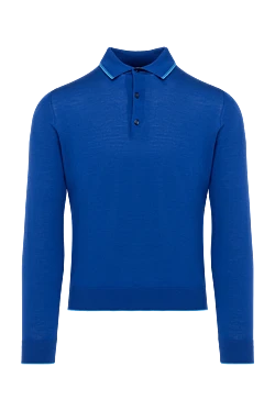 Cesare di Napoli men's knitted long sleeve polo shirt in deep blue 131725 - photo 1