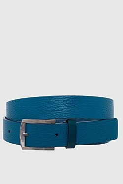 Kiton ремінь фактурний шкіряний синій чоловічий 137677 - фото 1