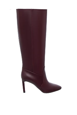 Nina Ricci чоботи жіночі шкіряні на тонкому підборі бордові 142008 - фото 1