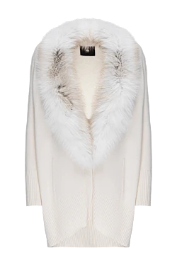 Max&Moi white womens cashmere jumper with fur on the neckline 142380 - photo 1