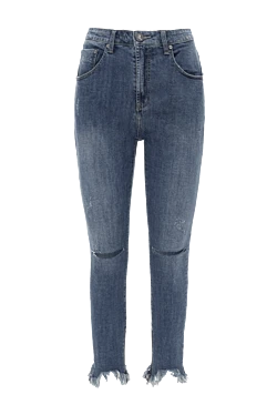 One Teaspoon blue women's high-rise jeans with raw edges 142850 - photo 1